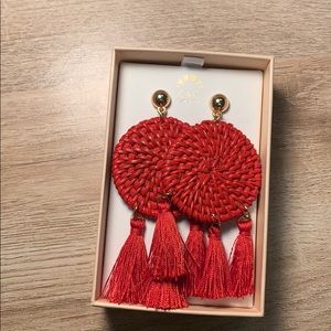 C&C California Red Statement Earrings w/ tassels